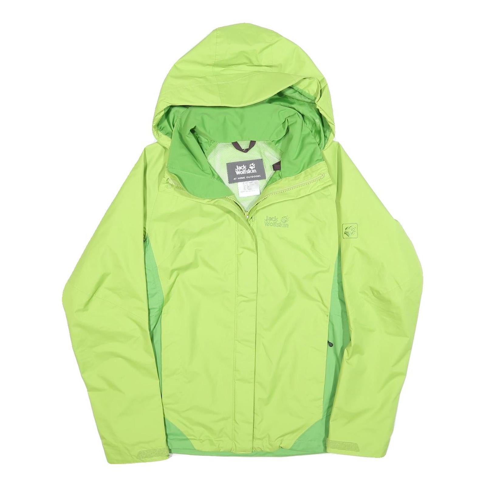 JACK WOLFSKIN Womens Green & Lime Outdoor Jacket UK 8 Polyester Blend Zip Hooded