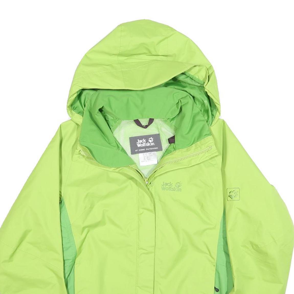 JACK WOLFSKIN Womens Green & Lime Outdoor Jacket UK 8 Polyester Blend Zip Hooded