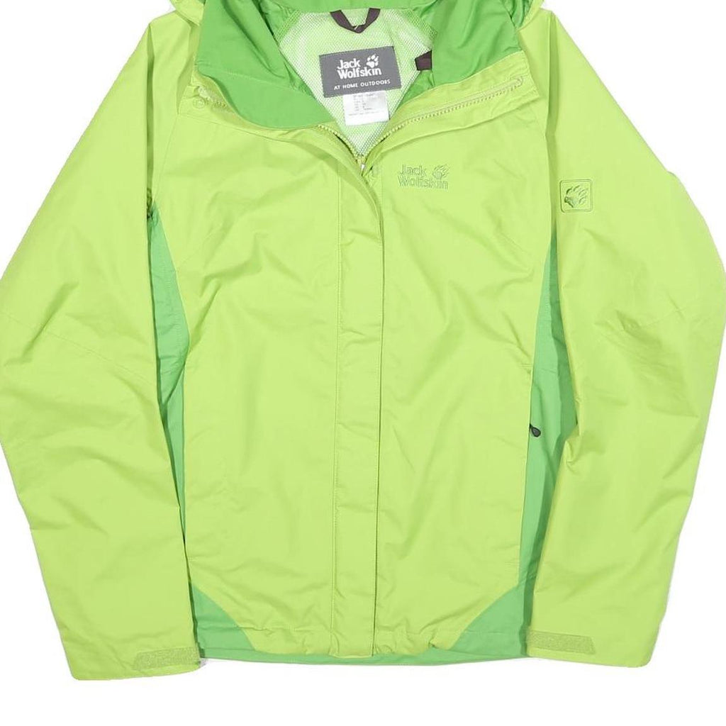 JACK WOLFSKIN Womens Green & Lime Outdoor Jacket UK 8 Polyester Blend Zip Hooded