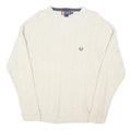 CHAPS RALPH LAUREN Mens Cream Plain Crew Neck Basic Knit Jumper L Cotton Blend