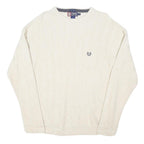 CHAPS RALPH LAUREN Mens Cream Plain Crew Neck Basic Knit Jumper L Cotton Blend