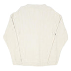 CHAPS RALPH LAUREN Mens Cream Plain Crew Neck Basic Knit Jumper L Cotton Blend