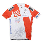 CUORE Mens White & Orange Cycling T-Shirt M Short Sleeve Zip Neckline