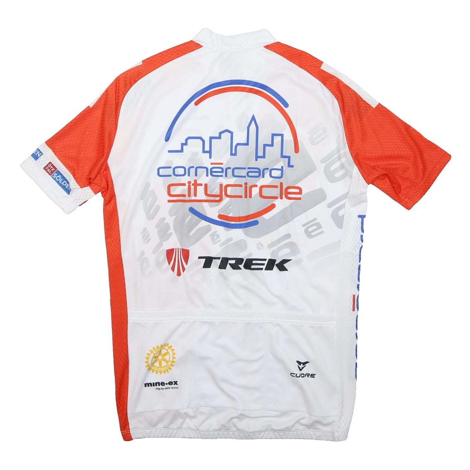 CUORE Mens White & Orange Cycling T-Shirt M Short Sleeve Zip Neckline