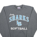 HANES Mens Grey Lady Sharks LS Softball Crew Neck S Sweatshirt Cotton Blend