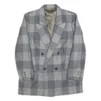 DEL MOD Mens Grey & Black Check Wool Blend Double Breasted Jacket M Woven Blazer