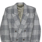 DEL MOD Mens Grey & Black Check Wool Blend Double Breasted Jacket M Woven Blazer