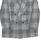 DEL MOD Mens Grey & Black Check Wool Blend Double Breasted Jacket M Woven Blazer