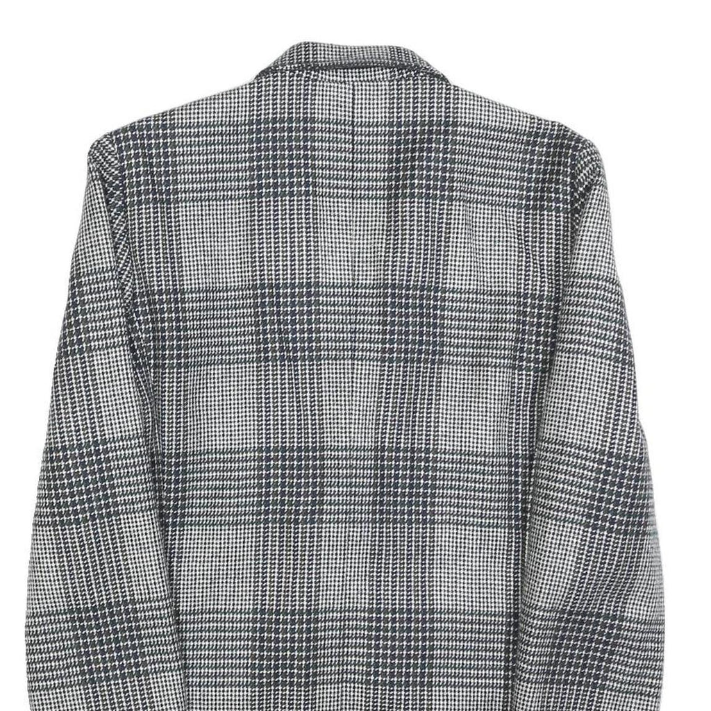 DEL MOD Mens Grey & Black Check Wool Blend Double Breasted Jacket M Woven Blazer