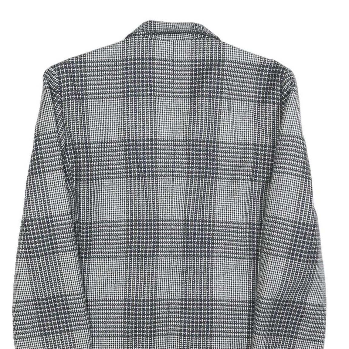 DEL MOD Mens Grey & Black Check Wool Blend Double Breasted Jacket M Woven Blazer