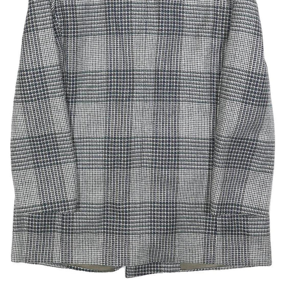 DEL MOD Mens Grey & Black Check Wool Blend Double Breasted Jacket M Woven Blazer