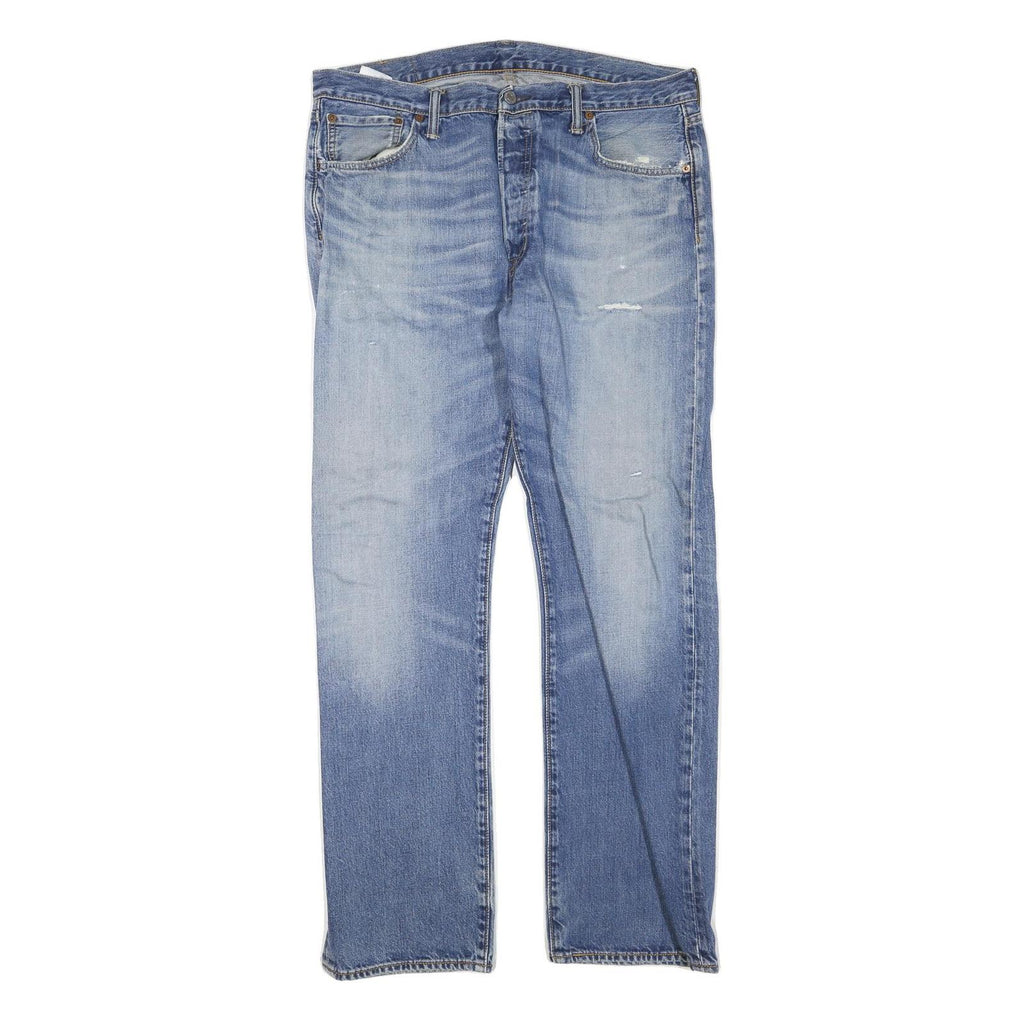 LEVI'S 501 Mens Jeans Blue Regular Straight Denim Medium W36 L32 Classic Button