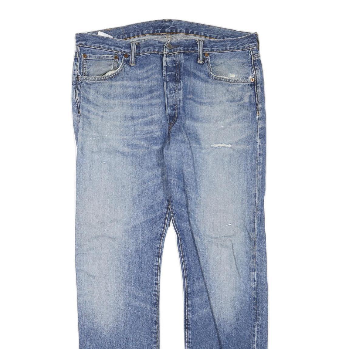 LEVI'S 501 Mens Jeans Blue Regular Straight Denim Medium W36 L32 Classic Button