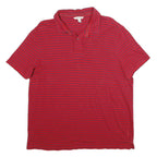 CALVIN KLEIN JEANS Mens Red & Navy Striped Short Sleeve Polo Shirt L Cotton