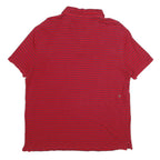 CALVIN KLEIN JEANS Mens Red & Navy Striped Short Sleeve Polo Shirt L Cotton