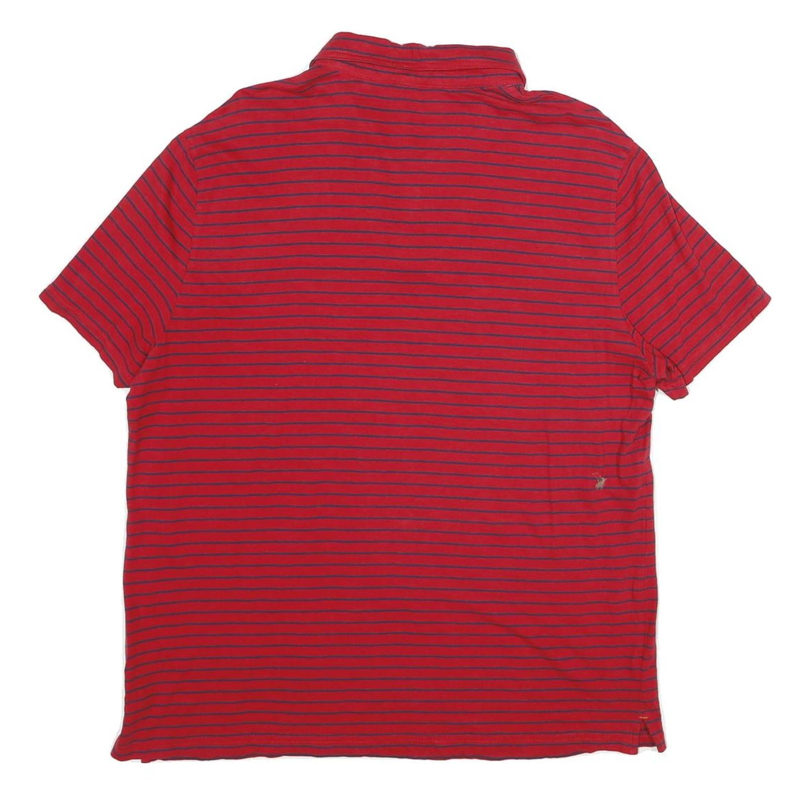 CALVIN KLEIN JEANS Mens Red & Navy Striped Short Sleeve Polo Shirt L Cotton