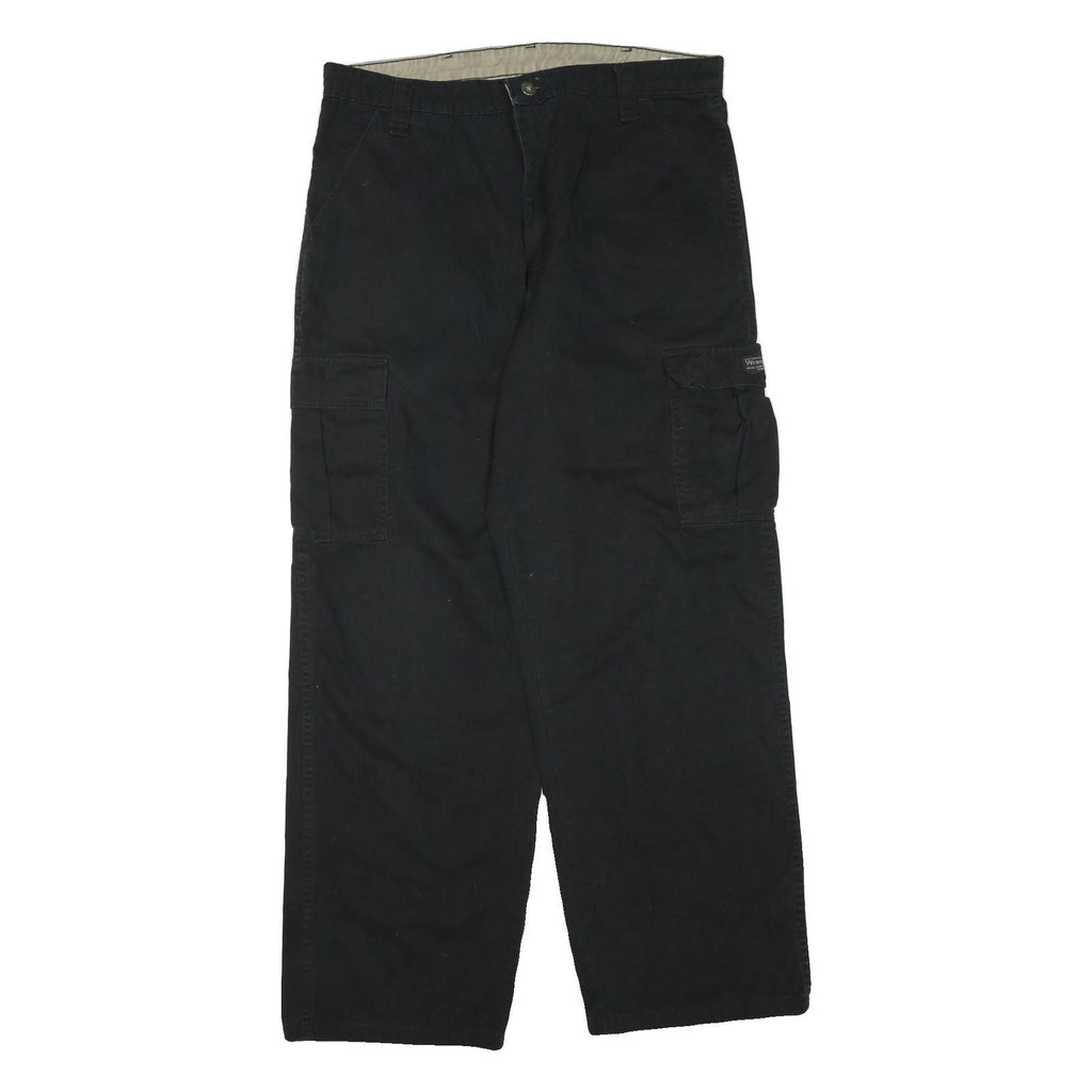 WRANGLER Mens Black Cargo Regular Fit Cotton Blend Trousers W36 L32 Pocketed