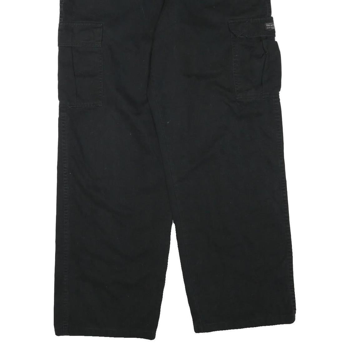 WRANGLER Mens Black Cargo Regular Fit Cotton Blend Trousers W36 L32 Pocketed