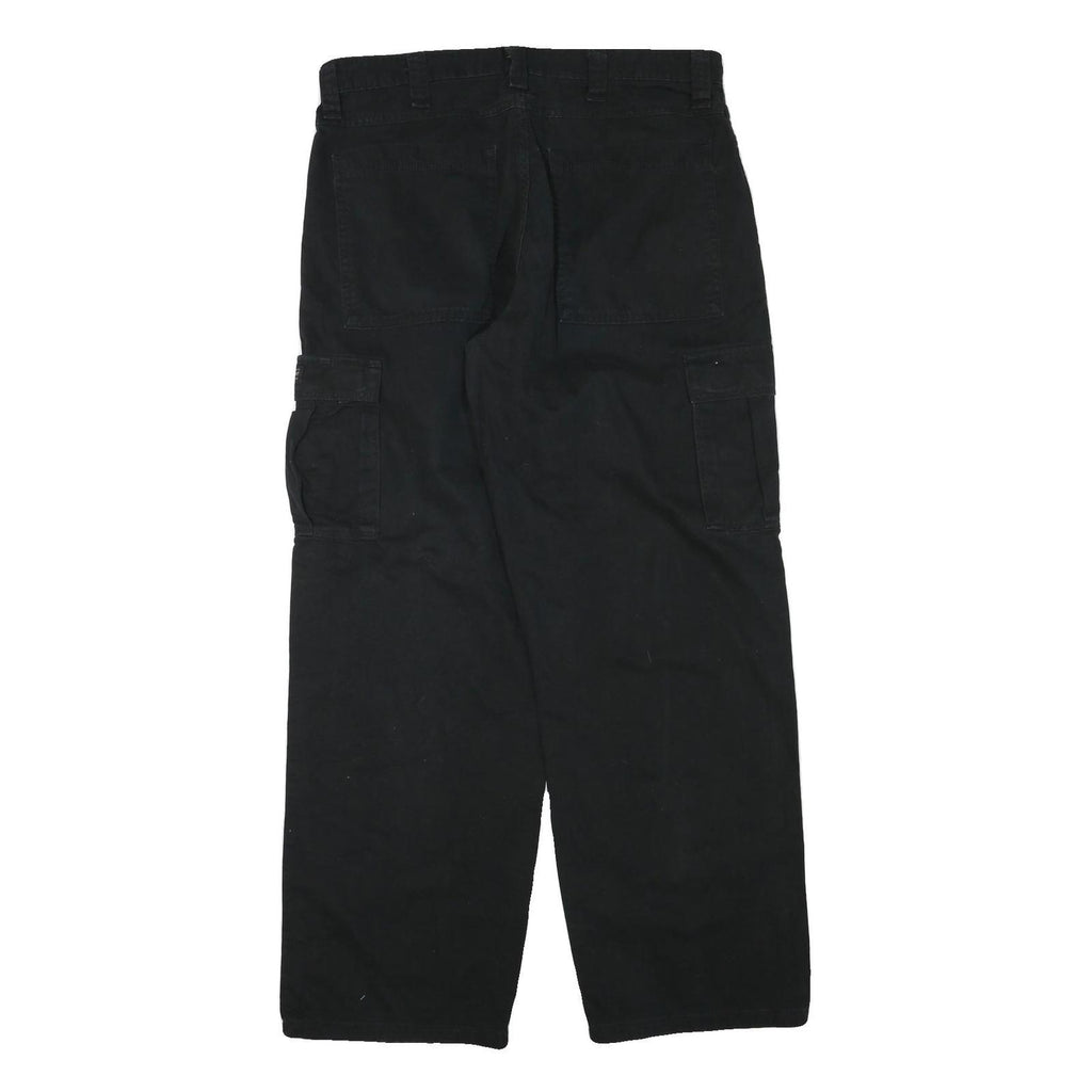 WRANGLER Mens Black Cargo Regular Fit Cotton Blend Trousers W36 L32 Pocketed