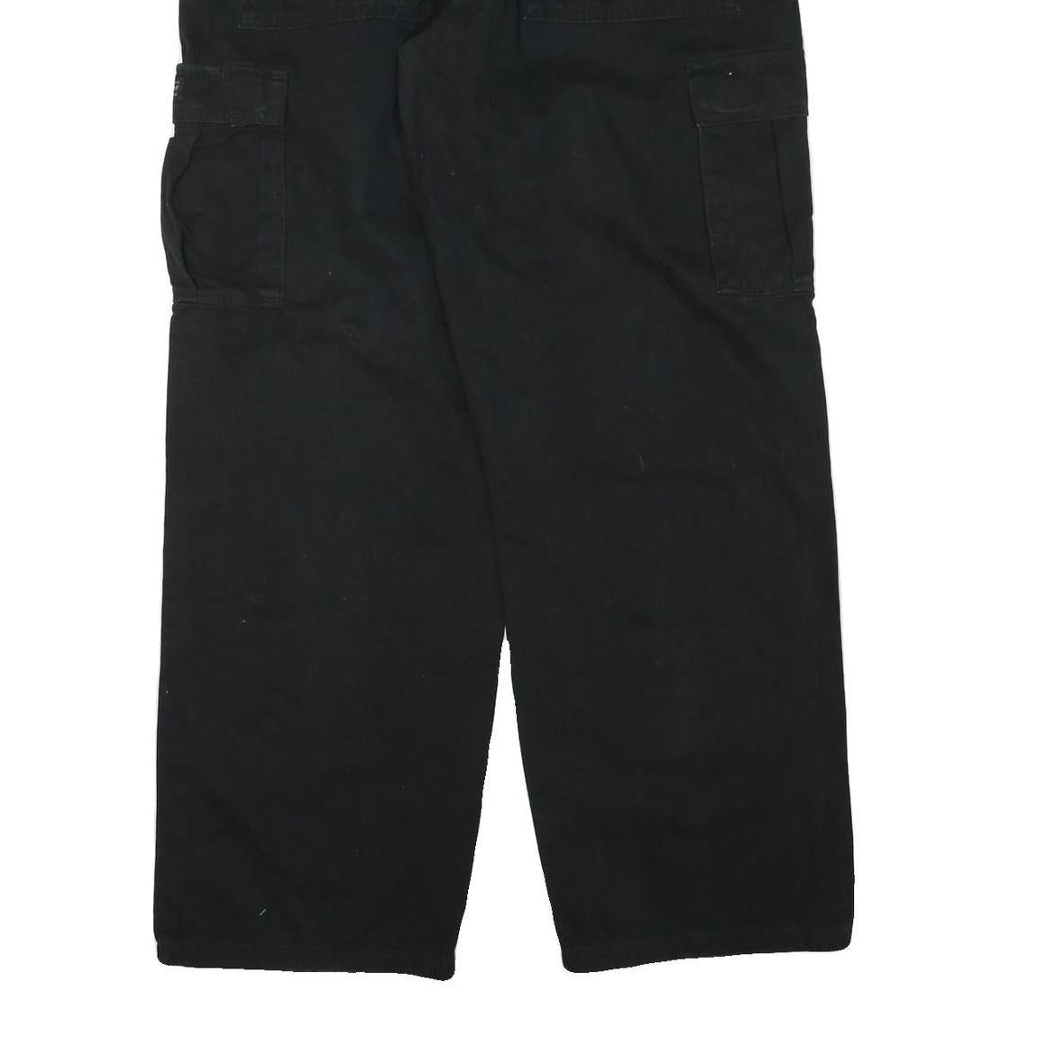 WRANGLER Mens Black Cargo Regular Fit Cotton Blend Trousers W36 L32 Pocketed