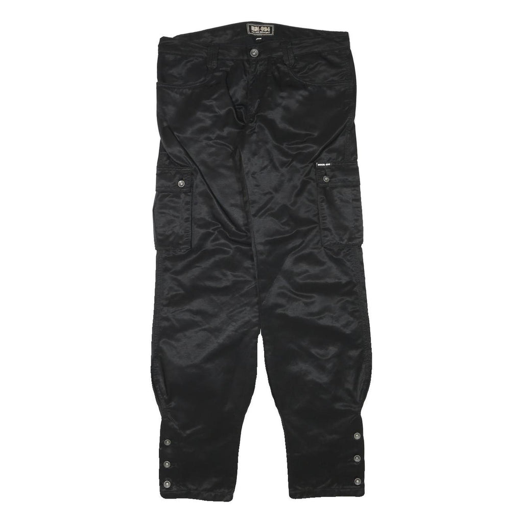 Womens Black Polyester Blend Relaxed Cargo Trousers W31 L31 Stylish Functional