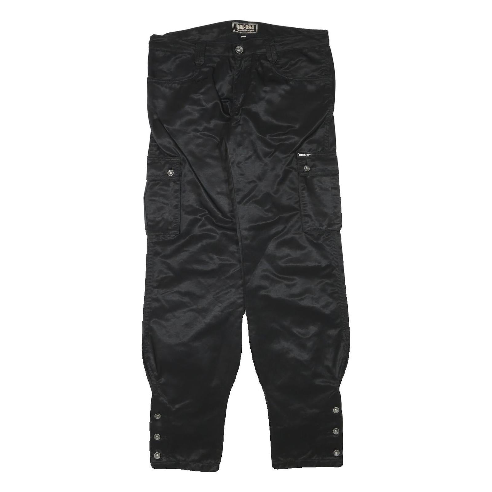 Womens Black Polyester Blend Relaxed Cargo Trousers W31 L31 Stylish Functional