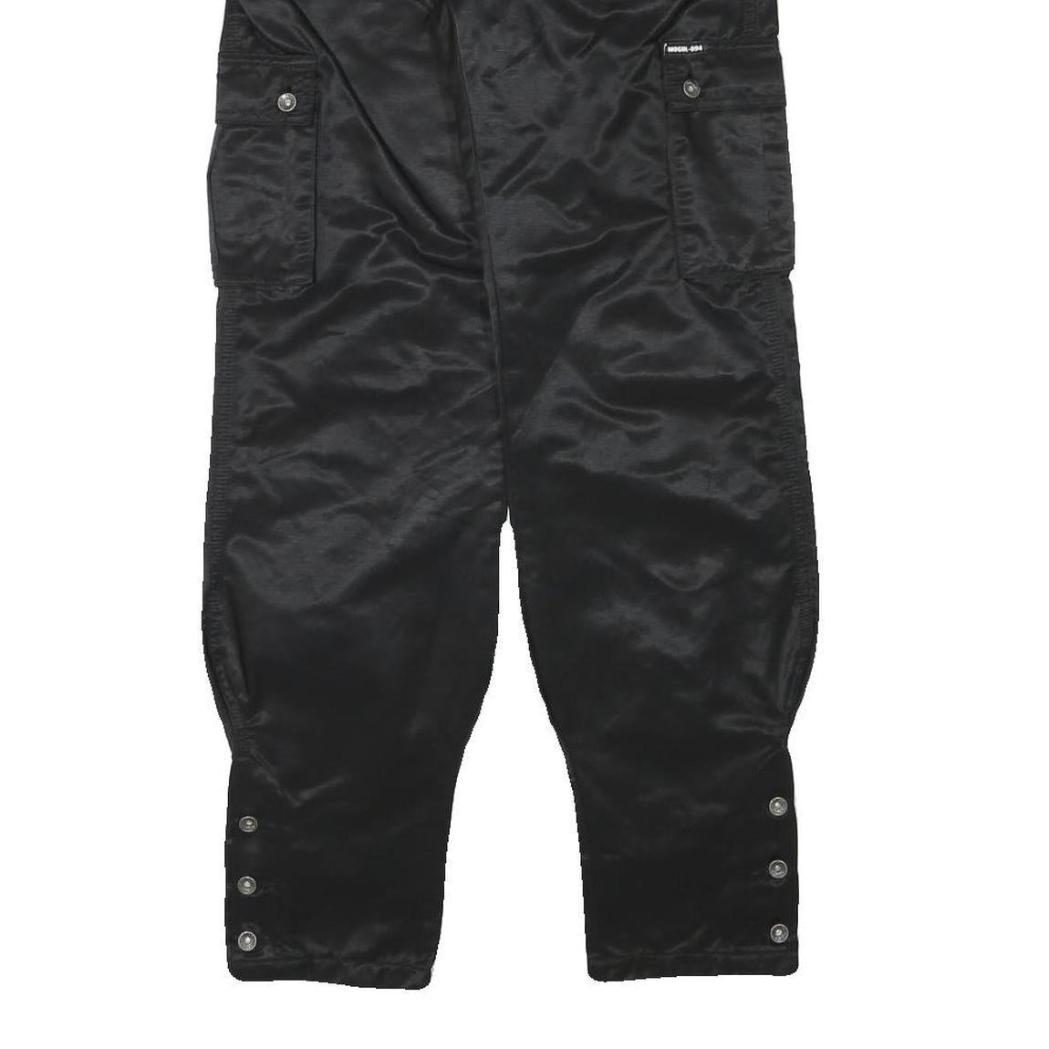 Womens Black Polyester Blend Relaxed Cargo Trousers W31 L31 Stylish Functional