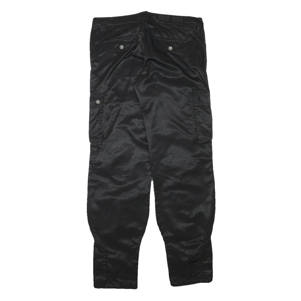 Womens Black Polyester Blend Relaxed Cargo Trousers W31 L31 Stylish Functional