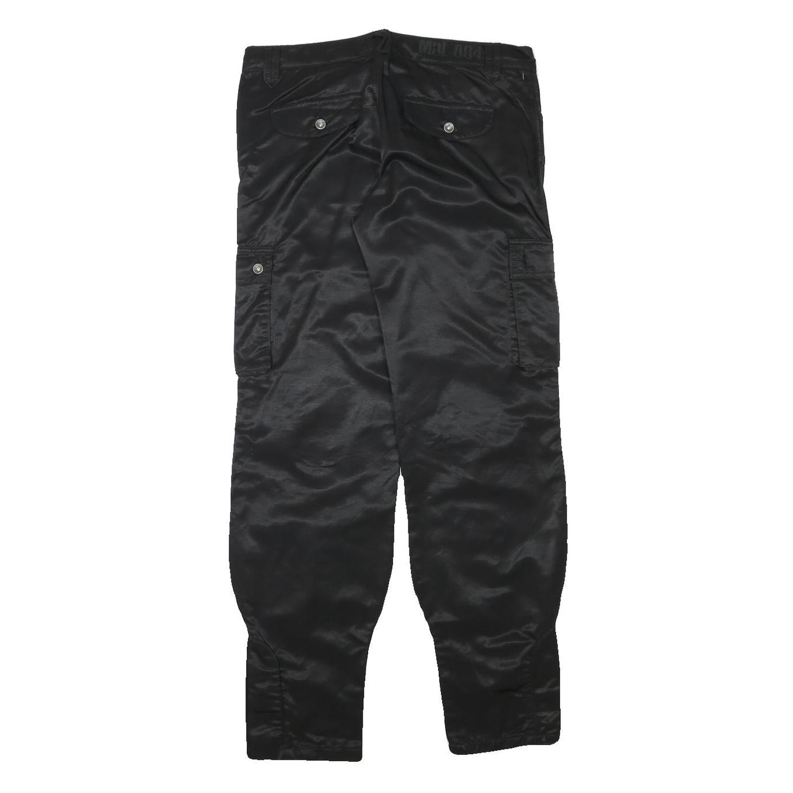 Womens Black Polyester Blend Relaxed Cargo Trousers W31 L31 Stylish Functional