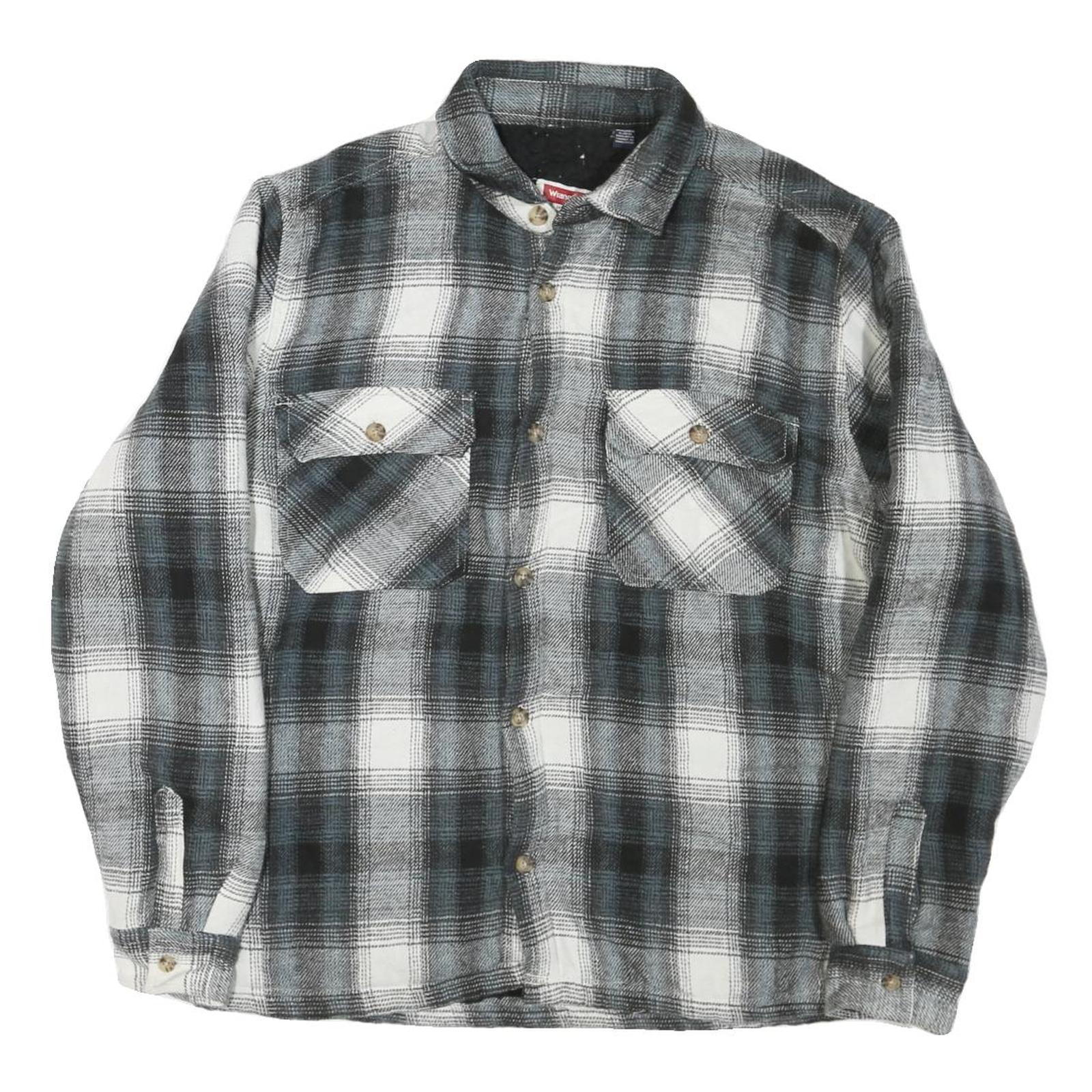 WRANGLER Mens Black & White Plaid Shirt M Cotton Blend Casual Long Sleeve