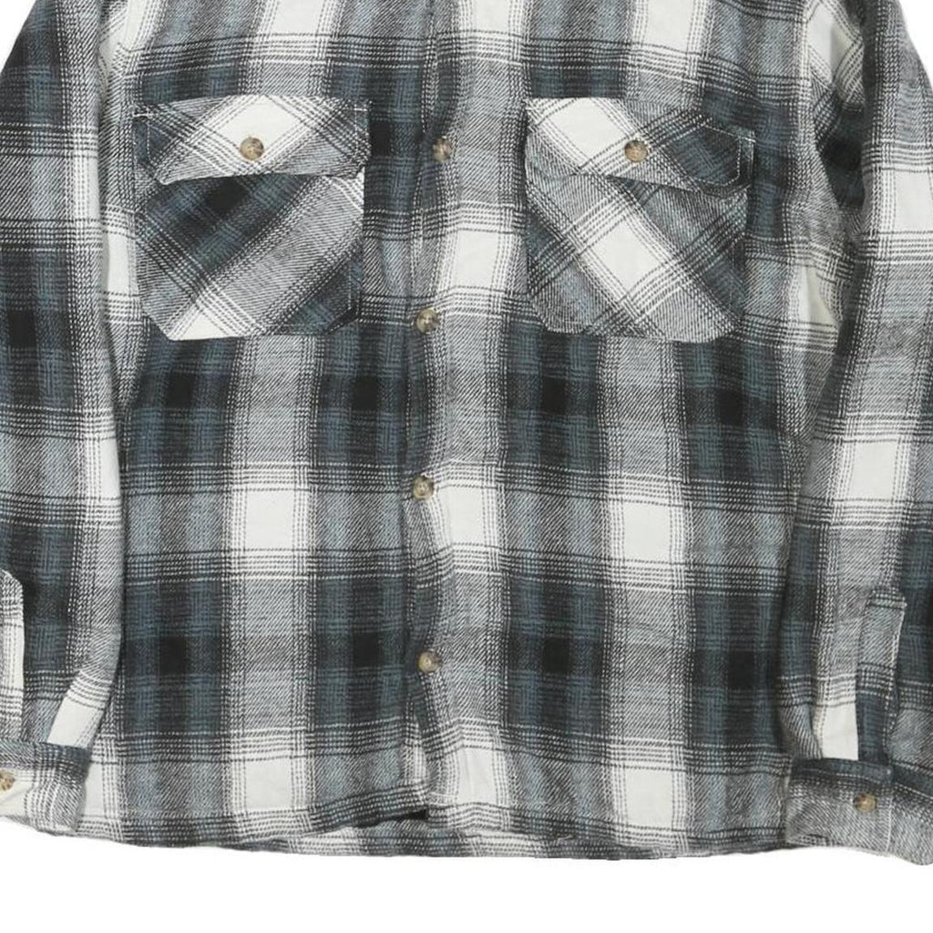 WRANGLER Mens Black & White Plaid Shirt M Cotton Blend Casual Long Sleeve