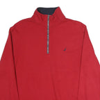 NAUTICA Mens Red 1/4 Zip Sweatshirt M Cotton Pullover Casual