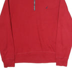 NAUTICA Mens Red 1/4 Zip Sweatshirt M Cotton Pullover Casual