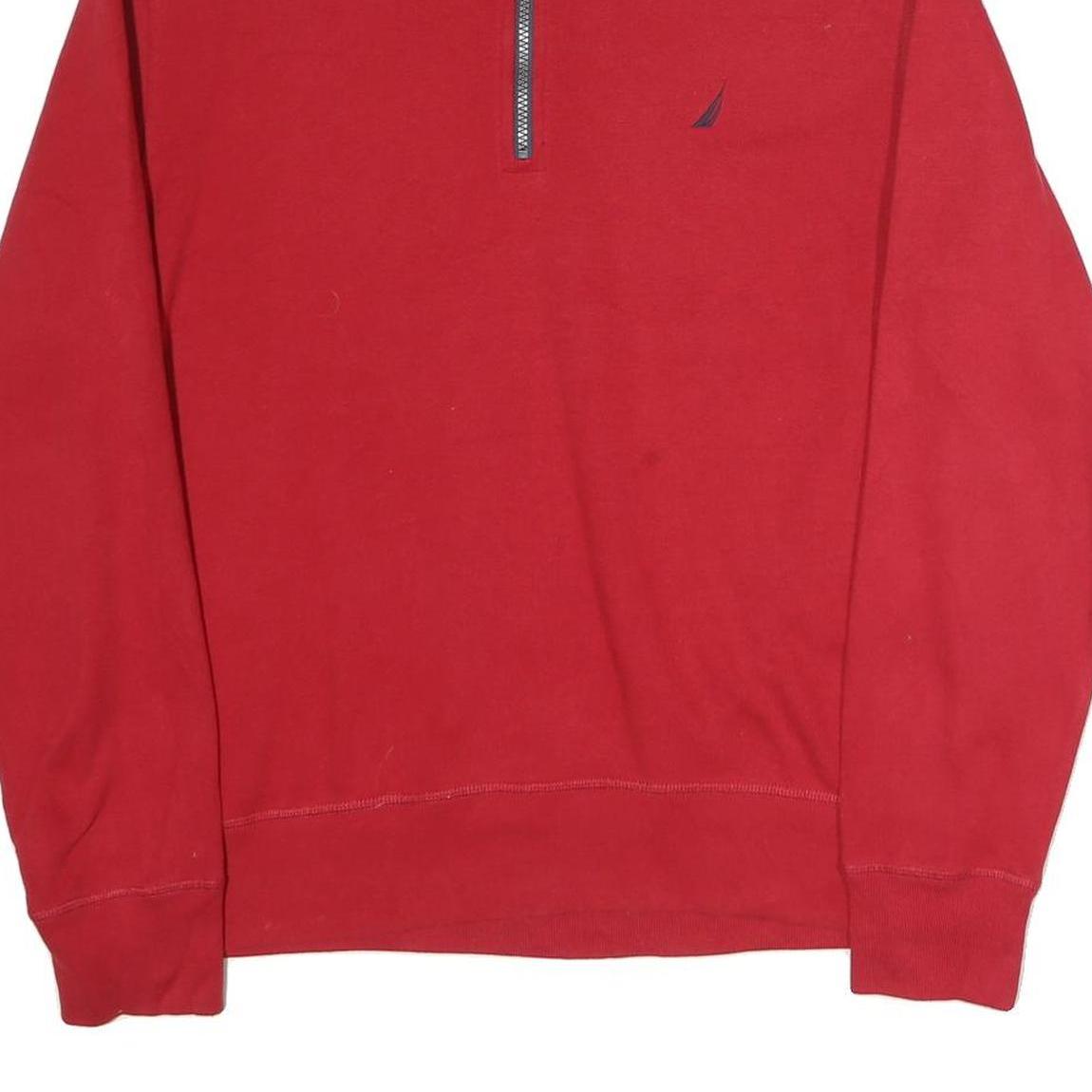 NAUTICA Mens Red 1/4 Zip Sweatshirt M Cotton Pullover Casual
