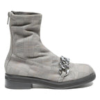 CHARLES & KEITH Womens Chelsea Boots Grey Check Synthetic UK 3 Chain Detail