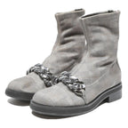 CHARLES & KEITH Womens Chelsea Boots Grey Check Synthetic UK 3 Chain Detail