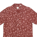 LEVI'S Mens Red & Pink Floral Pattern Shirt M Button Front Spread Collar Casual