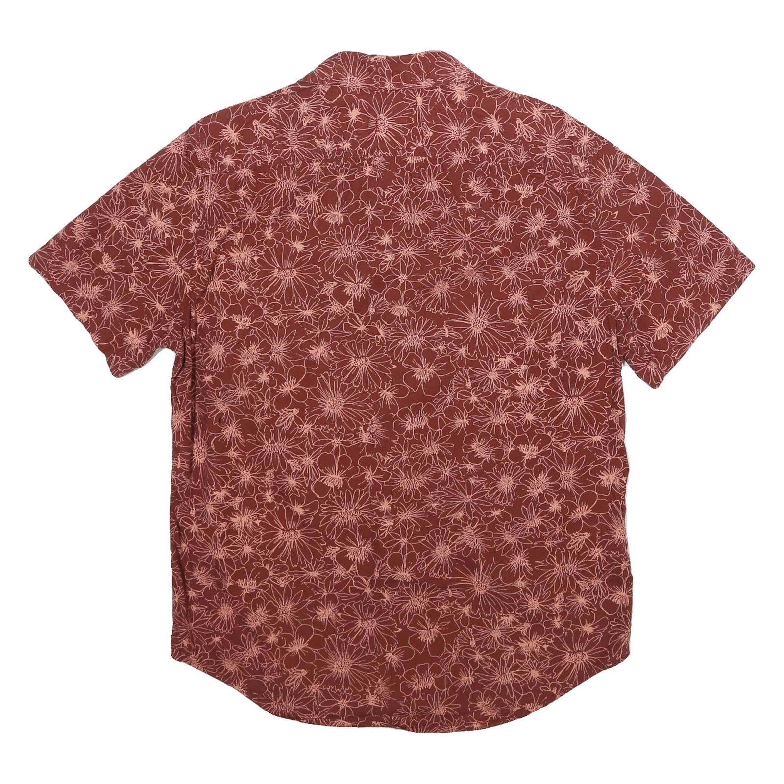 LEVI'S Mens Red & Pink Floral Pattern Shirt M Button Front Spread Collar Casual