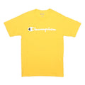 CHAMPION Mens Yellow Graphic T-Shirt S Short Sleeve Crew Neck Cotton Blend