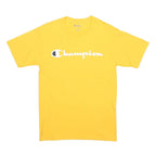 CHAMPION Mens Yellow Graphic T-Shirt S Short Sleeve Crew Neck Cotton Blend