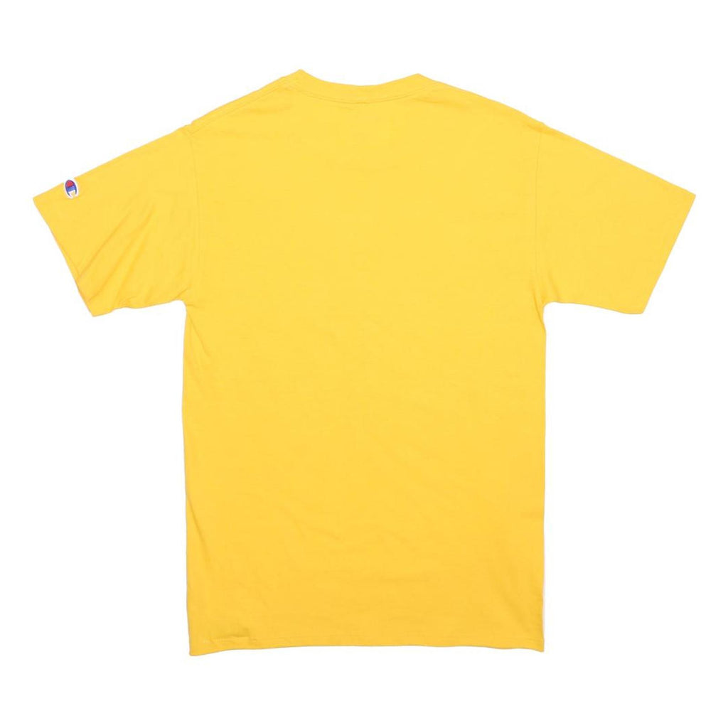 CHAMPION Mens Yellow Graphic T-Shirt S Short Sleeve Crew Neck Cotton Blend