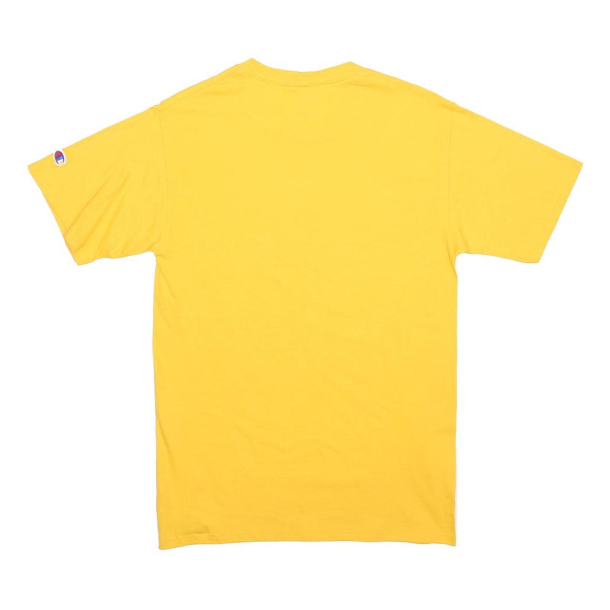 CHAMPION Mens Yellow Graphic T-Shirt S Short Sleeve Crew Neck Cotton Blend