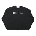 CHAMPION Womens Black Cotton Blend Crew Neck L Sweatshirt Logo Printed