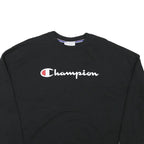 CHAMPION Womens Black Cotton Blend Crew Neck L Sweatshirt Logo Printed