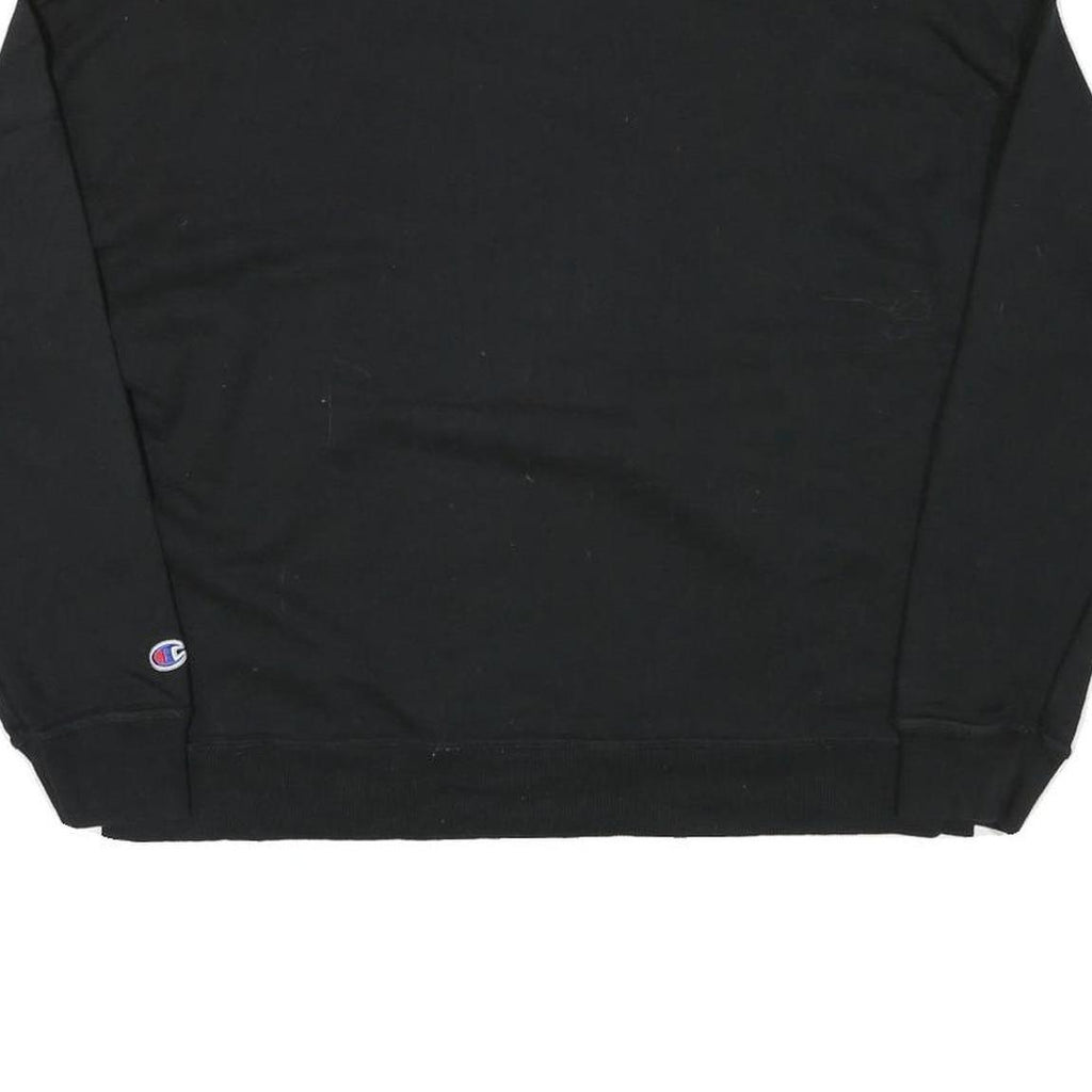 CHAMPION Womens Black Cotton Blend Crew Neck L Sweatshirt Logo Printed