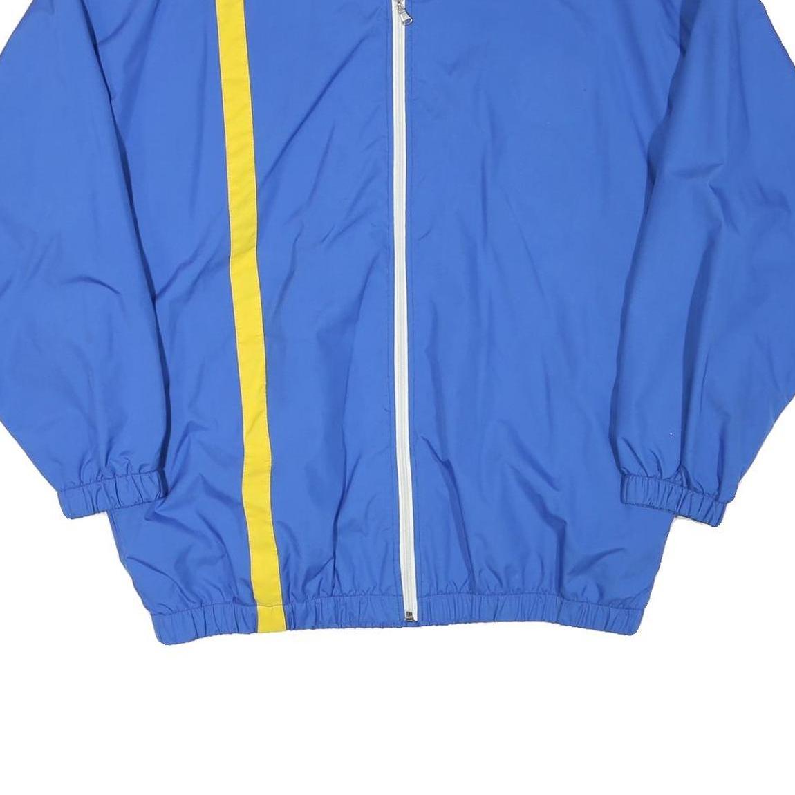 Mens Blue & Yellow Zip Up Polyester Blend Casual Jacket L Plain Sporty