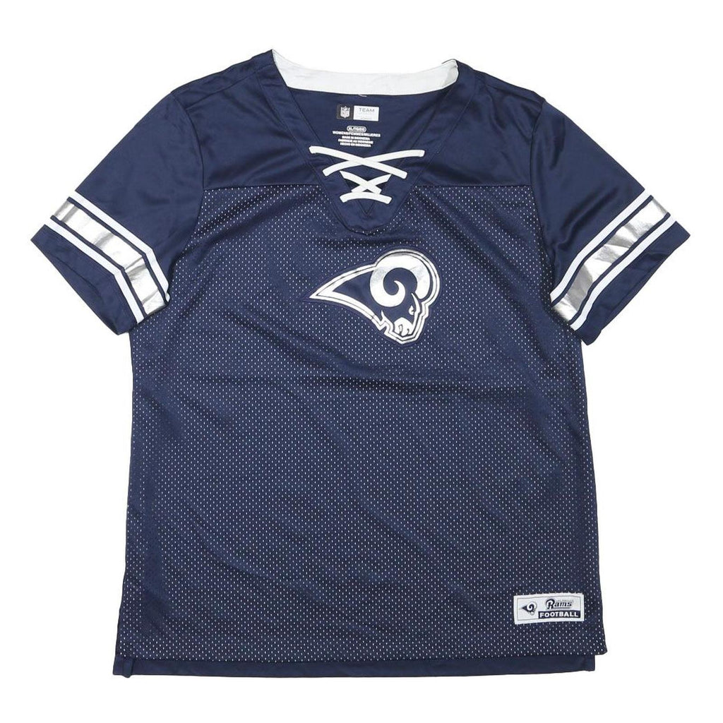 NFL Womens Blue Los Angeles Rams Jersey XL Short Sleeve Lace Up Neck Football