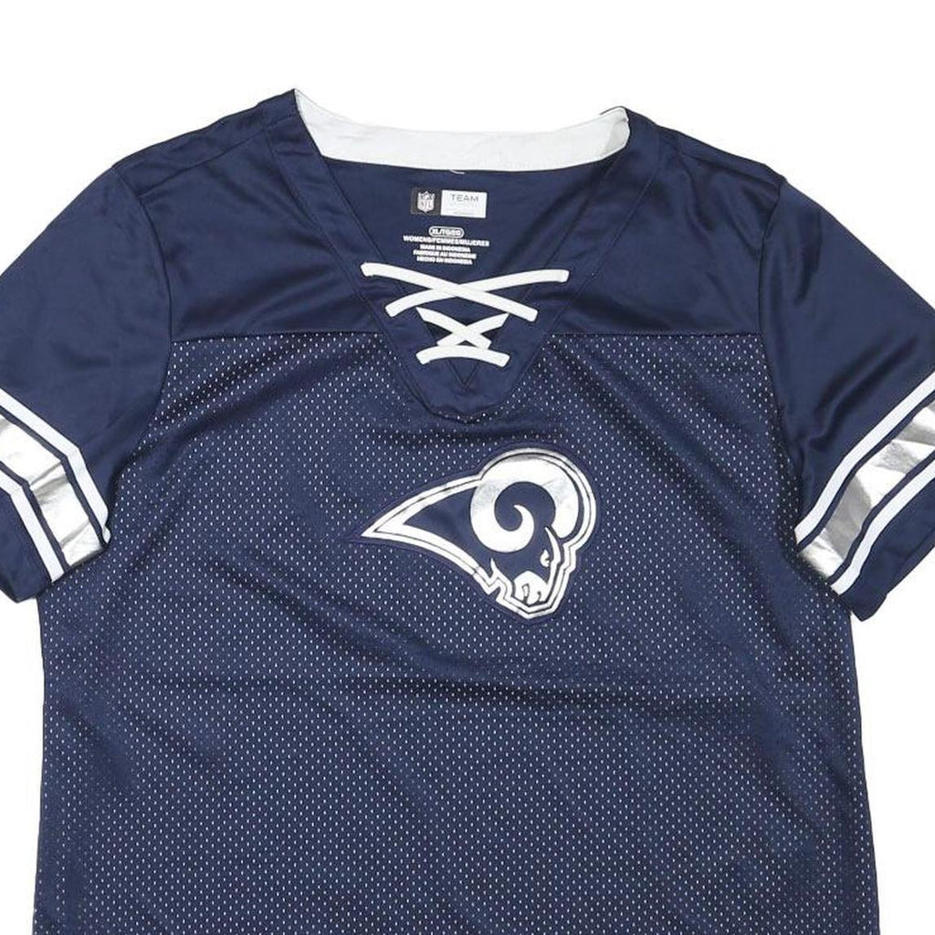 NFL Womens Blue Los Angeles Rams Jersey XL Short Sleeve Lace Up Neck Football