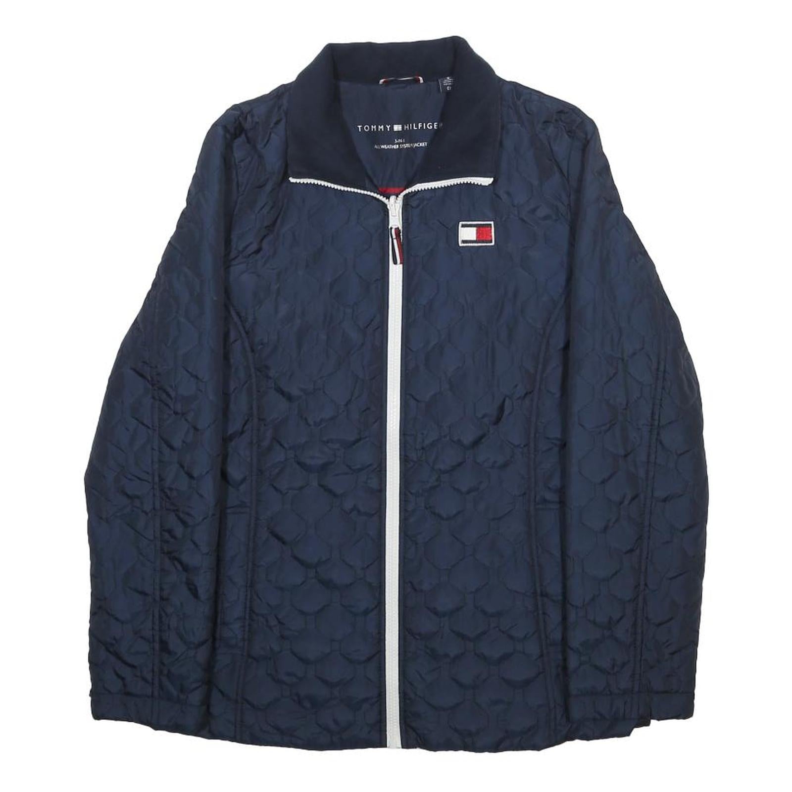 TOMMY HILFIGER Womens Navy Blue Quilted Jacket S Polyester Zip Up Lightweight