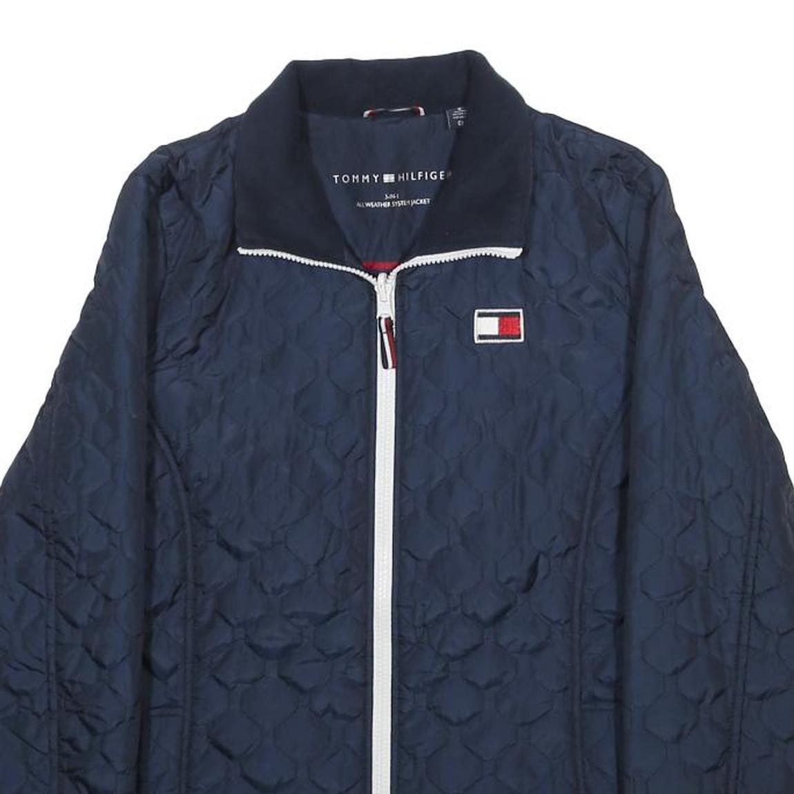 TOMMY HILFIGER Womens Navy Blue Quilted Jacket S Polyester Zip Up Lightweight